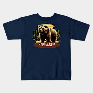 Grizzly Bear - WILD NATURE - GRIZZLY -9 Kids T-Shirt